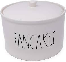 Rae Dunn White Pancake Warmer With Black Lettering