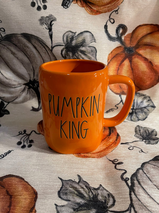 Rae Dunn Pumpkin King Orange with Black Lettering