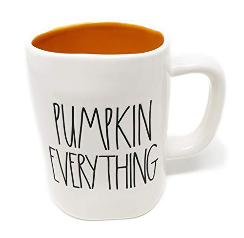 Rae Dunn Pumpkin Everything Mug White with Orange Inside and Black Lettering