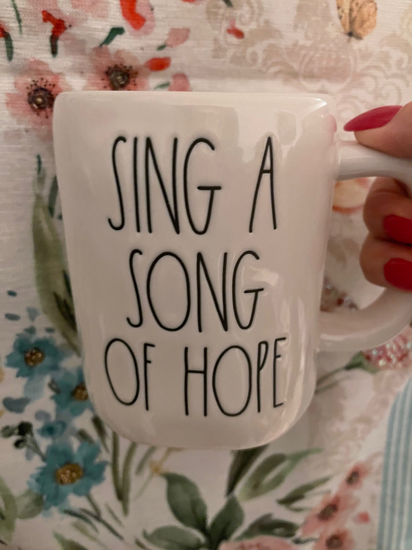 Rae Dunn Sing a Song of Hope White with Black Lettering