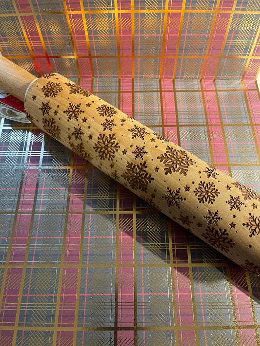 Snowflake Rolling Pin Large with Snowflake Pattern