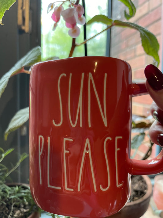 Rae Dunn "Sun Please" with Black Lettering