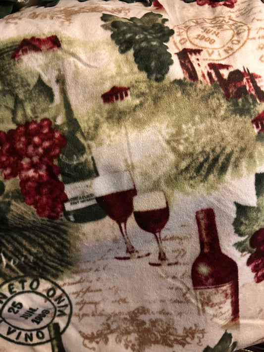 Tuscany Wine Print Thick Fleece Tie Blanket/Throw