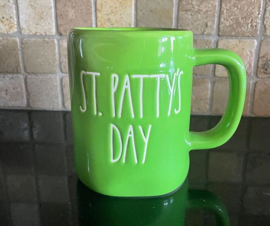 Rae Dunn St. Patty's Day Green Mug with White Lettering