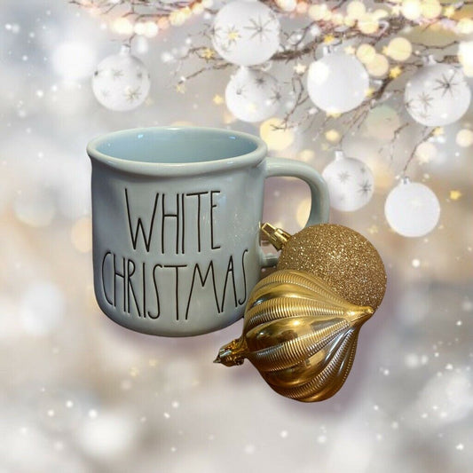 Rae Dunn White Christmas Light Blue Camp Style Mug