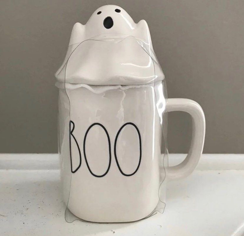 Rae Dunn Boo Mug White with Ghost topper