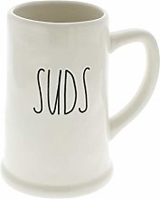 Rae Dunn Suds White Stein with Black Lettering